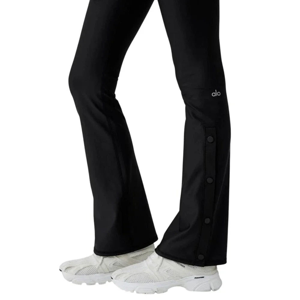 Alo Yoga Airbrush‎ High-Waist Snap Flare Leggings Black XS NWT
